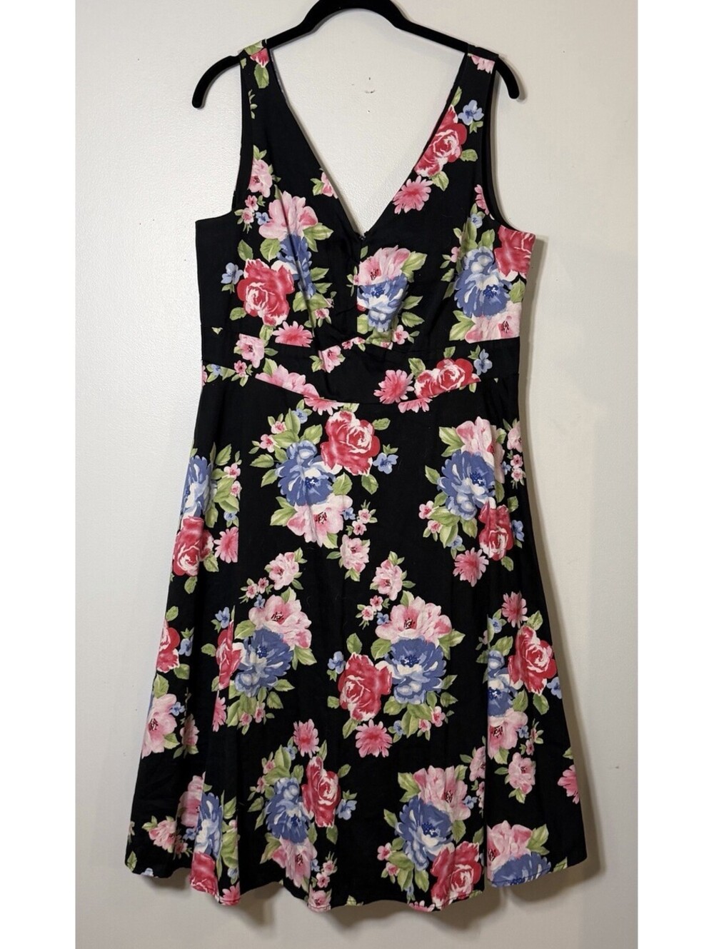 Torrid Black Sleeveless Floral Print Summer Aline Midi Dress Size 12 Boho Chic